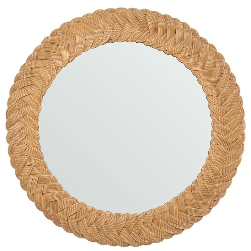 kouboo Round Braided Wicker Decorative Wall Mirror 32 Inch Natural