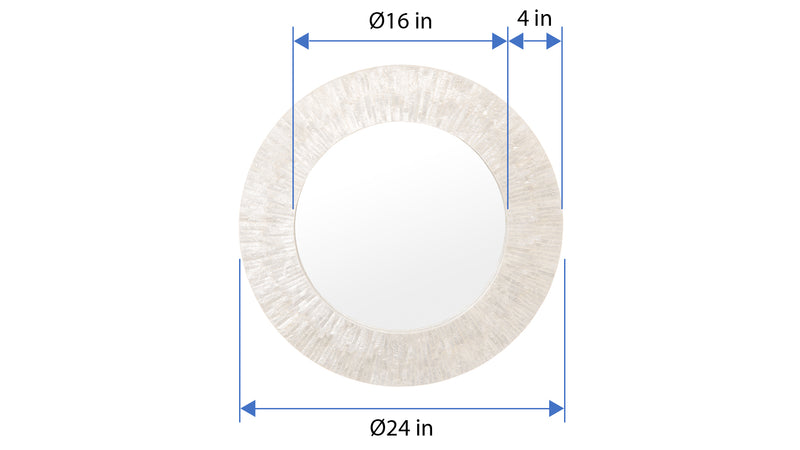Kouboo Round Capiz Seashell Sunray Wall Mirror Pearlescent White