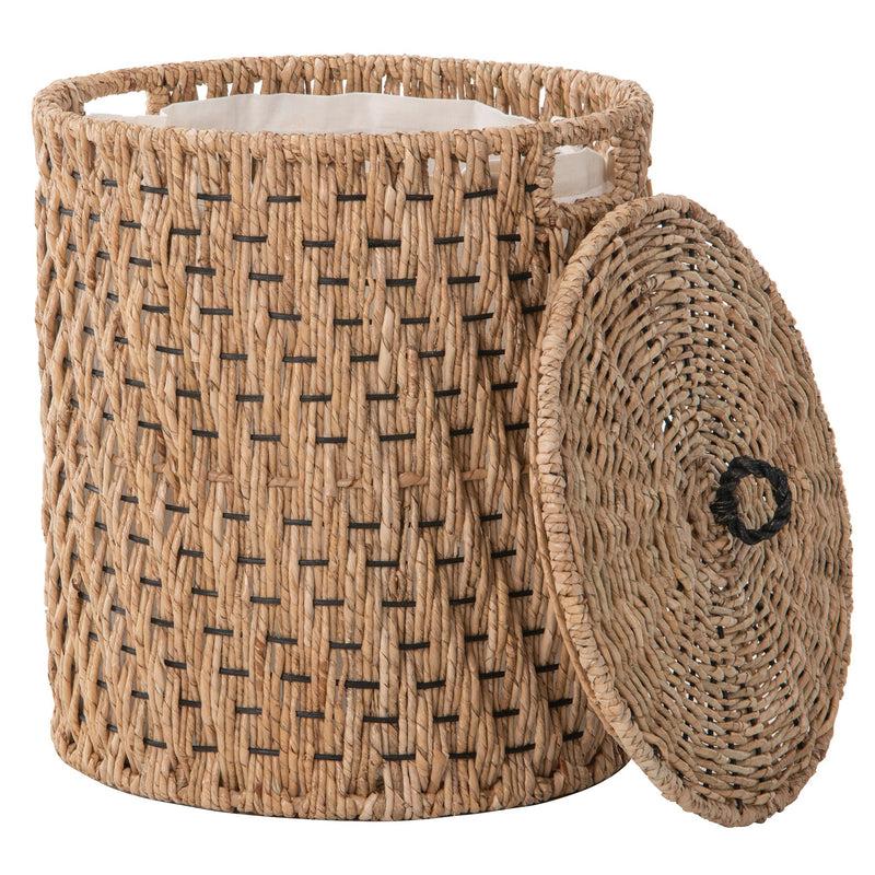 Kouboo Round Lidded Vertical Weave Seagrass Laundry And Storage Basket With Liner