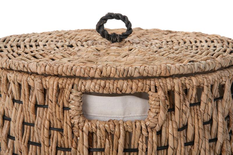 Kouboo Round Lidded Vertical Weave Seagrass Laundry And Storage Basket With Liner