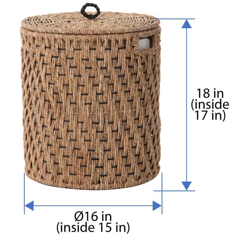 Kouboo Round Lidded Vertical Weave Seagrass Laundry And Storage Basket With Liner