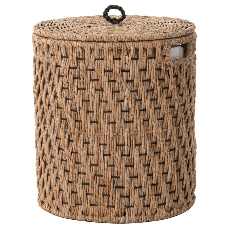 kouboo Round Lidded Vertical Weave Seagrass Laundry and Storage Basket with Liner