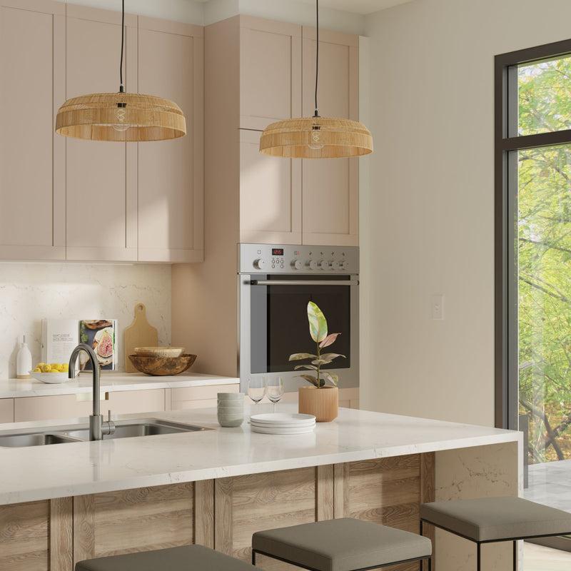 Kouboo Round Open Weave 20 In. Basket Pendant Lamp In Paper Rope Natural