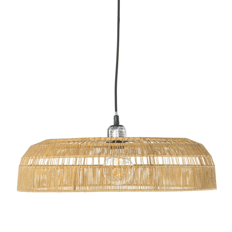 kouboo Round Open Weave 20 in. Basket Pendant Lamp in Paper Rope Natural