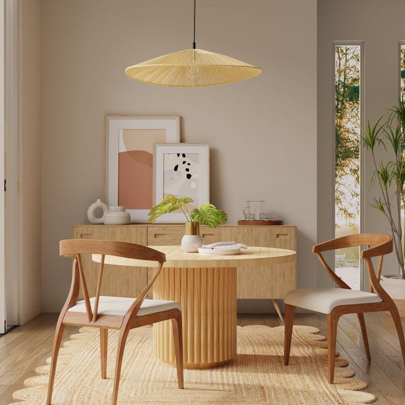 Kouboo Round Open Weave 31 In. Pringle Pendant Lamp In Paper Rope Natural