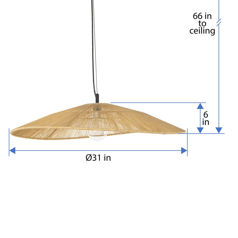 Kouboo Round Open Weave 31 In. Pringle Pendant Lamp In Paper Rope Natural