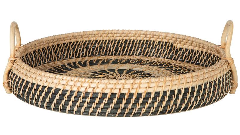 Kouboo Round Rattan Serving And Breakfast Tray Natural-Black