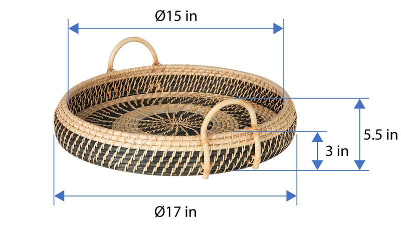 Kouboo Round Rattan Serving And Breakfast Tray Natural-Black