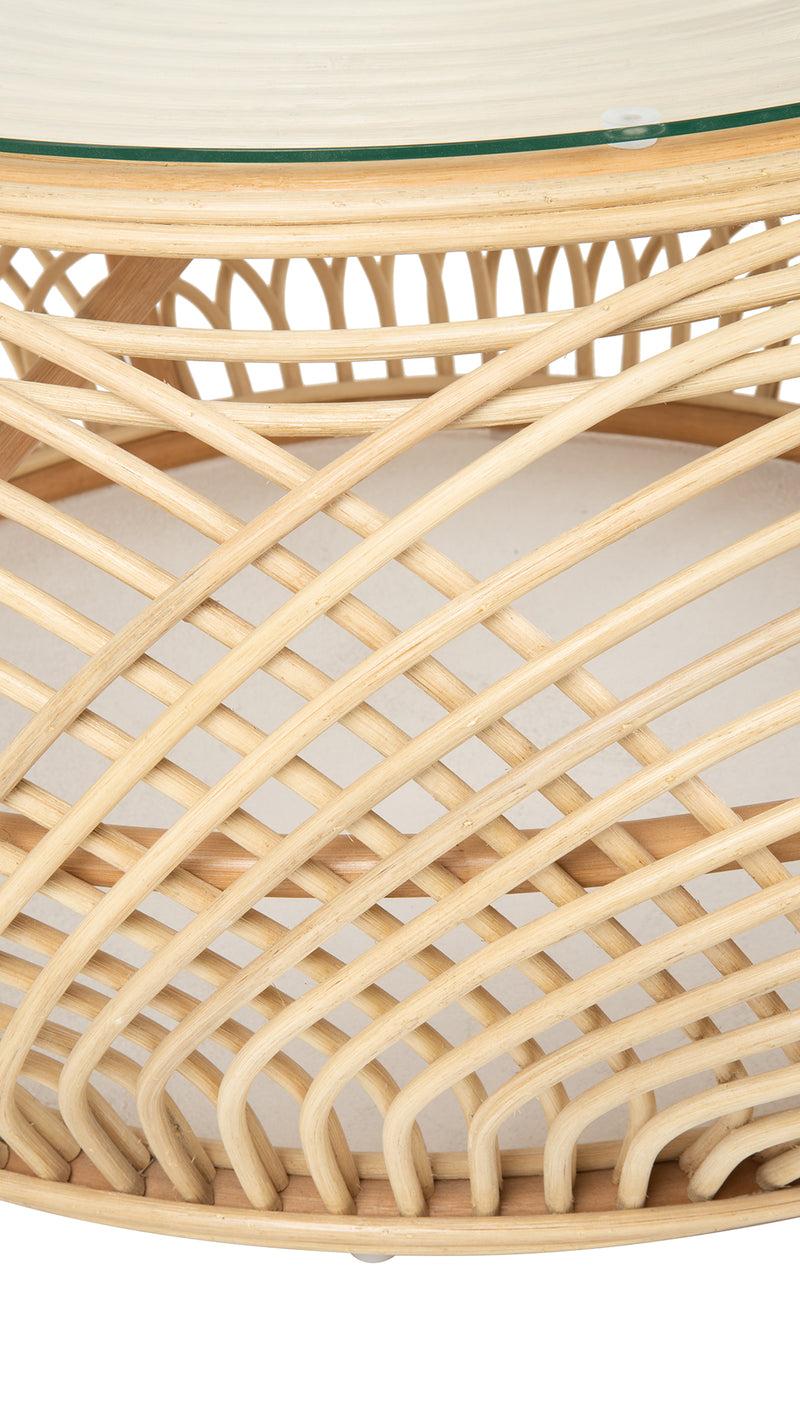 Kouboo Sibago Rattan Coffee Table With Glass Top Natural Color