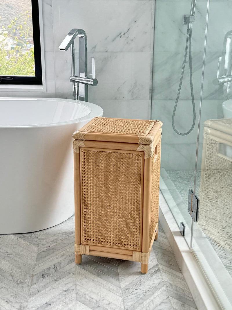 Kouboo Square Rattan Cane Clothes Hamper And Laundry Basket With Remvoable Liner & Lid 1 Load