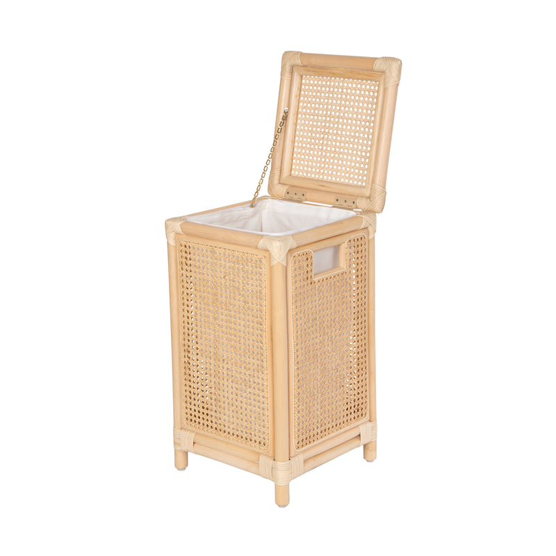 Kouboo Square Rattan Cane Clothes Hamper And Laundry Basket With Remvoable Liner & Lid 1 Load