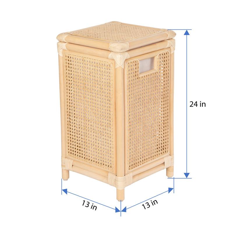Kouboo Square Rattan Cane Clothes Hamper And Laundry Basket With Remvoable Liner & Lid 1 Load