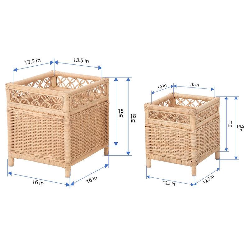 Kouboo Square Rattan Planter Stand - For Indoor Plants