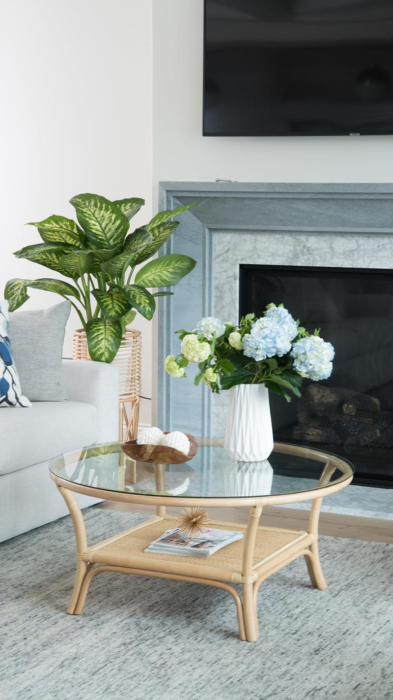 Kouboo Visayas Rattan Coffee Table With Glass Top Natural Color