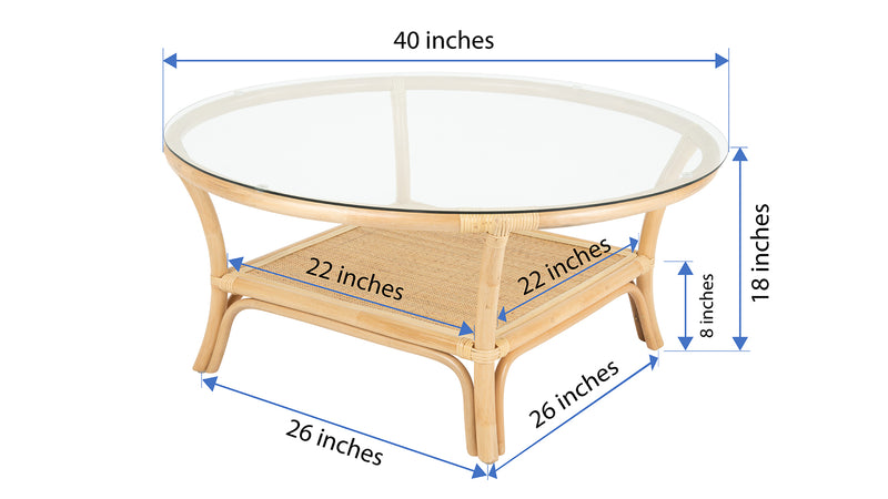 Kouboo Visayas Rattan Coffee Table With Glass Top Natural Color