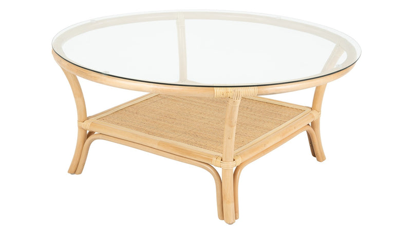 kouboo Visayas Rattan Coffee Table with Glass Top Natural Color