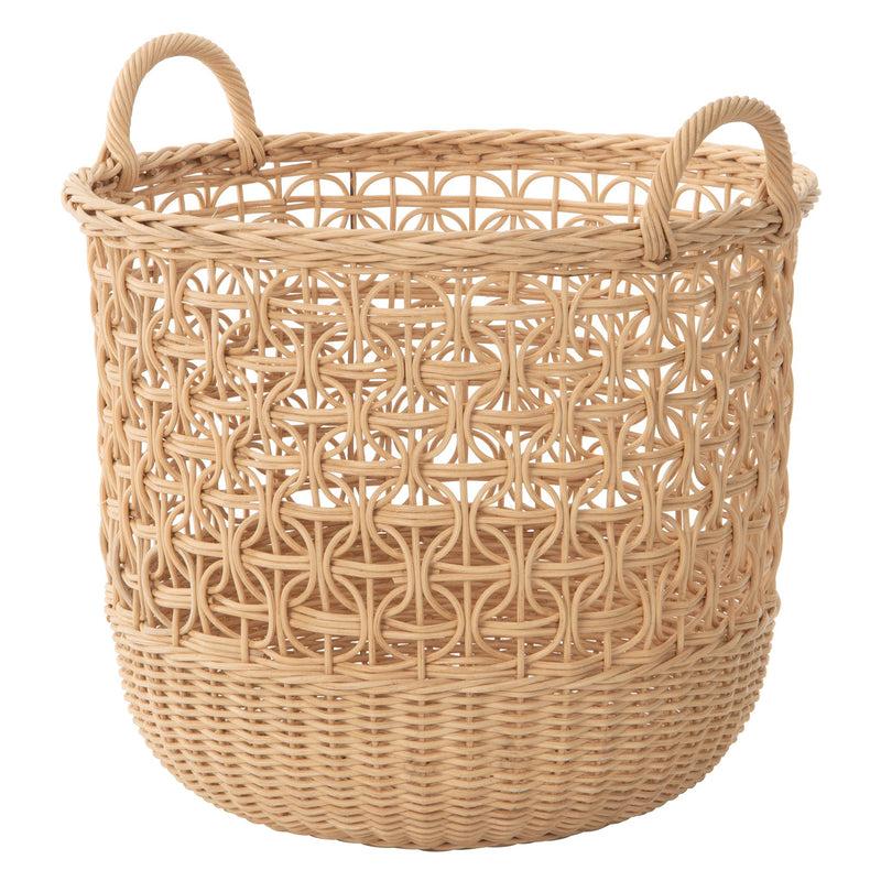 kouboo Wave Natural Rattan Basket with Handles - Elegant Braided Weave kouboo Wave Natural Rattan Basket with Handles - Elegant Braided Weave