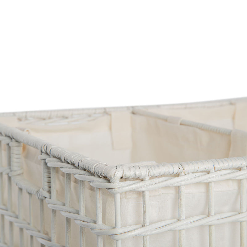 Kouboo Wicker 3-Bag Rolling Laundry Sorter & Hamper With Caster Wheels