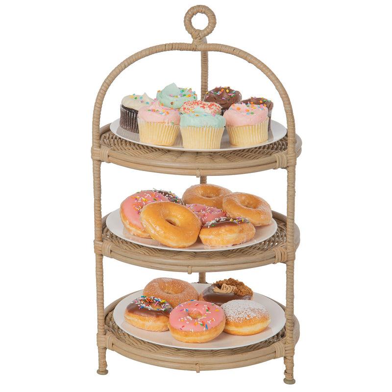 Kouboo Wicker 3-Tier Serving Plate Rack And Cake Stand
