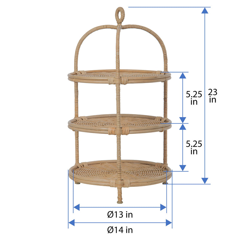 Kouboo Wicker 3-Tier Serving Plate Rack And Cake Stand