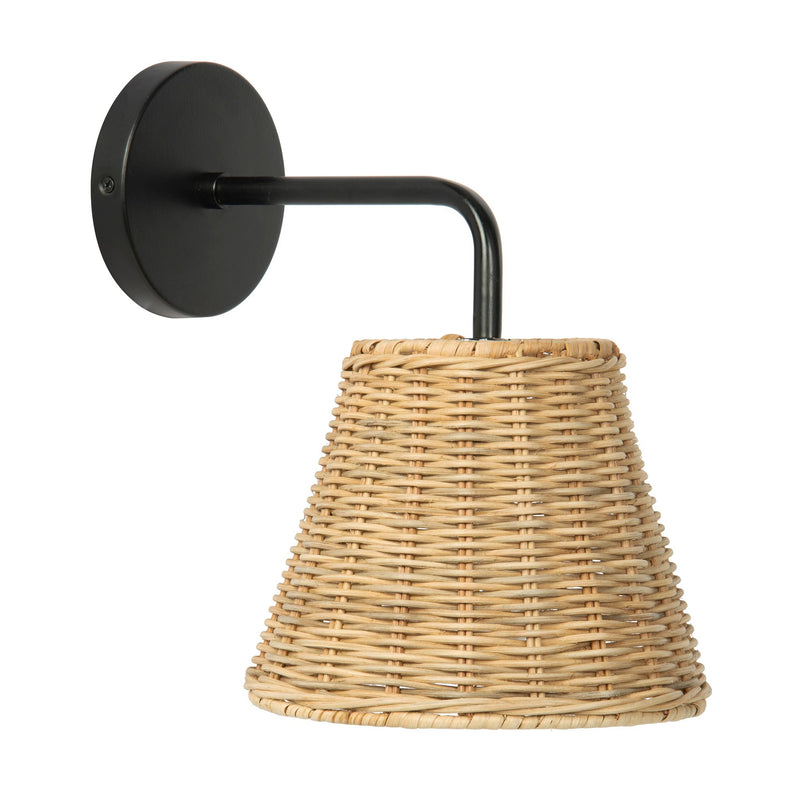 kouboo Wicker Cone Indoor Wall Sconce Natural with Black Gooseneck kouboo Wicker Cone Indoor Wall Sconce Natural with Black Gooseneck
