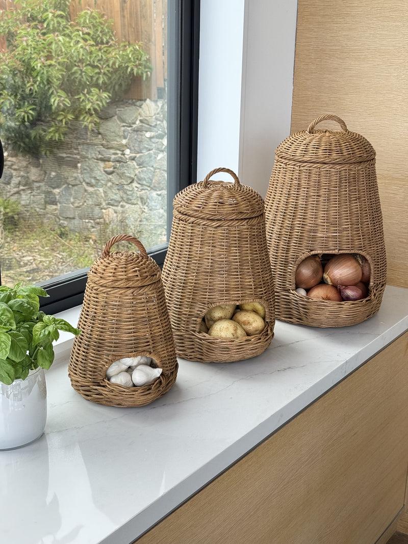 Kouboo Wicker Potato & Onion Basket - Fruit & Vegetable Storage Basket
