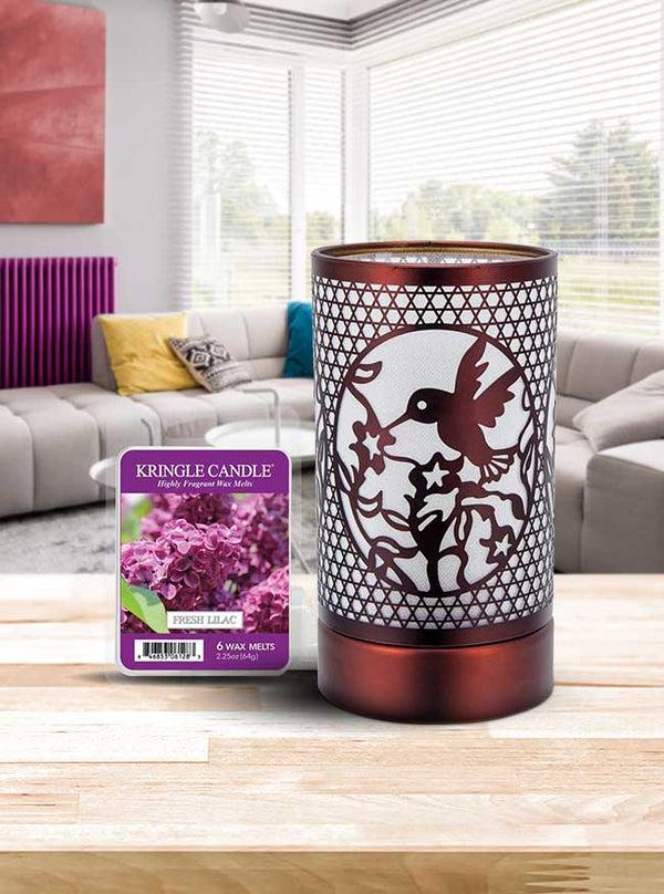 Kringle Candle 7" Touch Lamp Wax Melts Warmer-Metal Hummingbird Table Decor