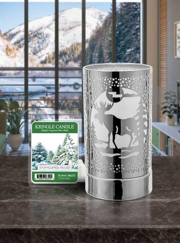 Kringle Candle 7" Touch Lamp Wax Melts Warmer-Metal Table Decor -Silver Moose