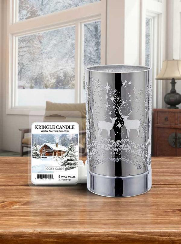 Kringle Candle 7" Touch Lamp Wax Melts Warmer-Metal Table Decor - Silver Wildlife