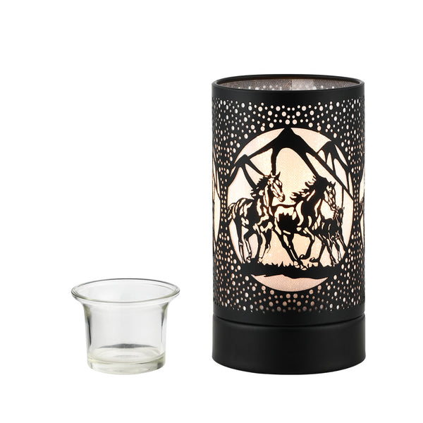 Kringle Candle 7" Touch Lamp Wax Warmer-Black Horses
