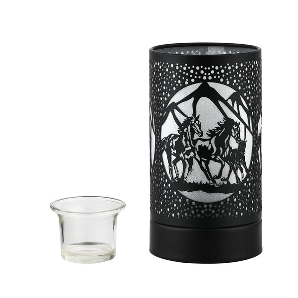 kringle candle 7" Touch Lamp Wax Warmer-Black Horses