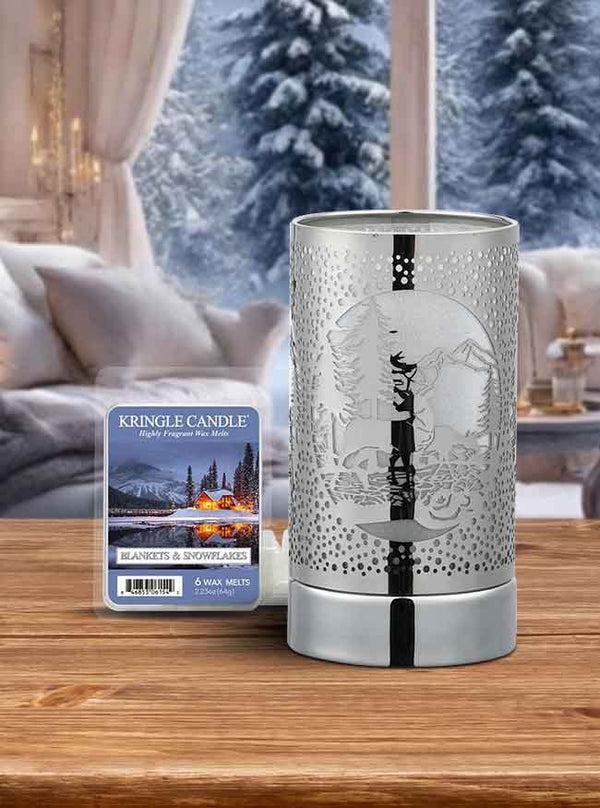 Kringle Candle 7" Touch Lamp Wax Warmer-Silver Deer Couple
