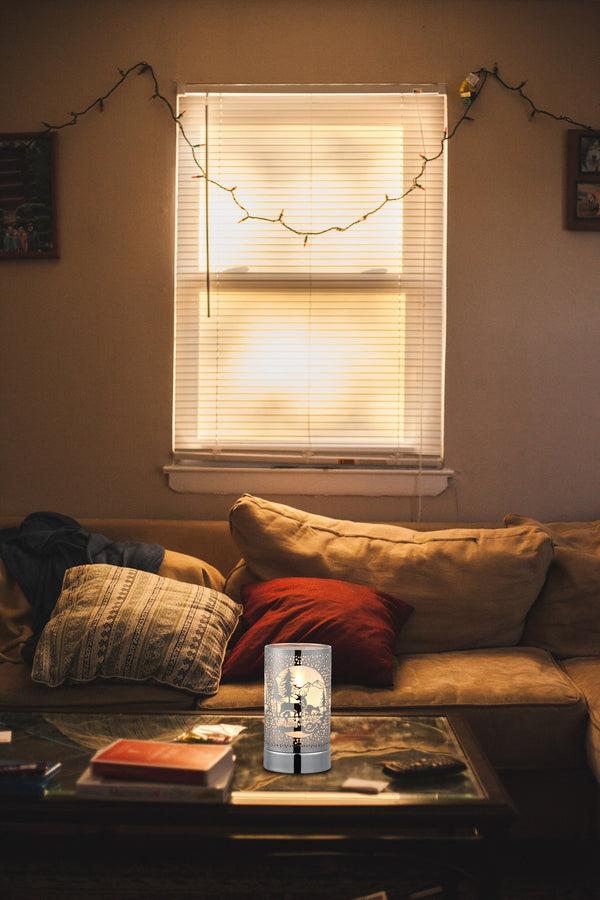 Kringle Candle 7" Touch Lamp Wax Warmer-Silver Deer Couple