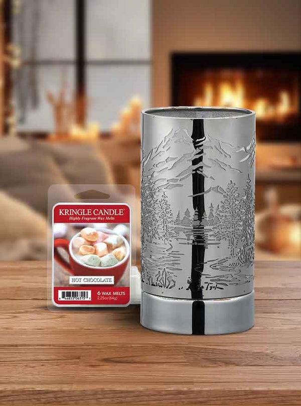 Kringle Candle 7" Touch Lamp Wax Warmer-Silver Mountain Scene