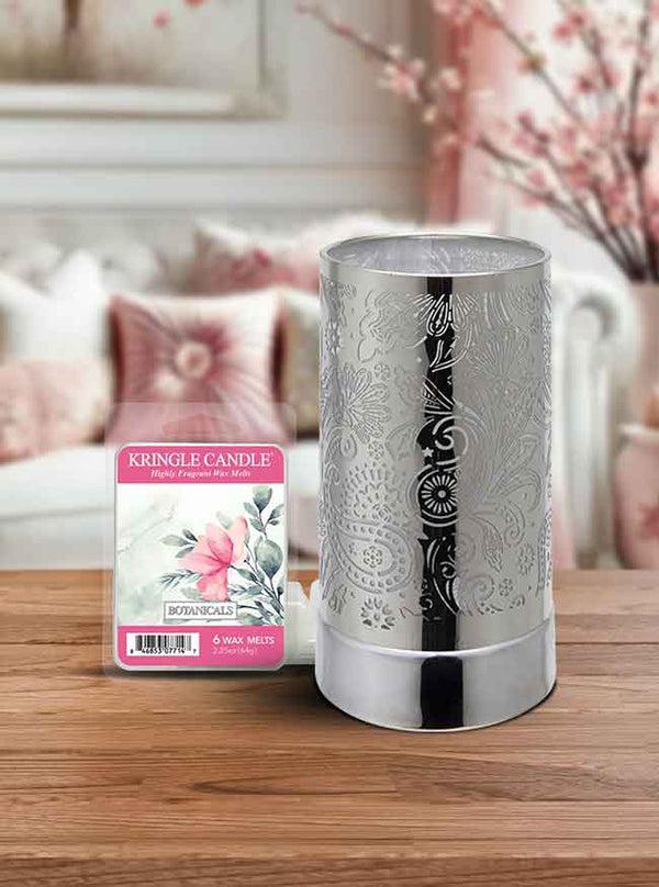 Kringle Candle 7" Touch Lamp Wax Warmer-Silver Secret Garden
