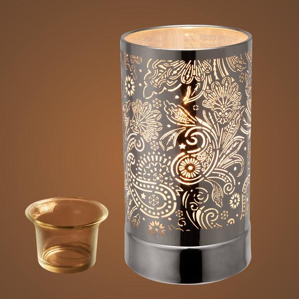 Kringle Candle 7" Touch Lamp Wax Warmer-Silver Secret Garden