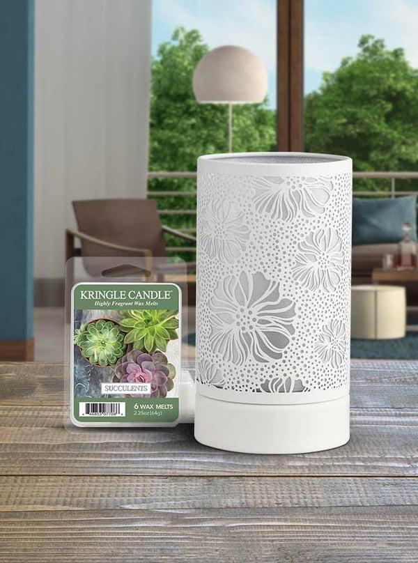 Kringle Candle 7" Touch Lamp Wax Warmer-White Flower