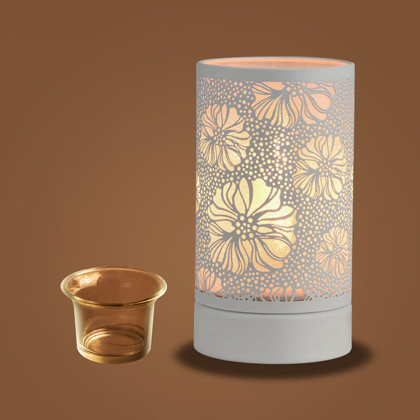 Kringle Candle 7" Touch Lamp Wax Warmer-White Flower