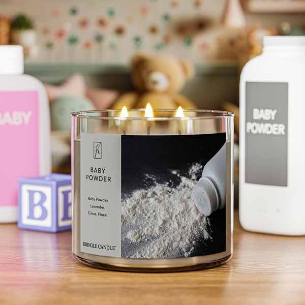 Kringle Candle Baby Powder 3-Wick Candle