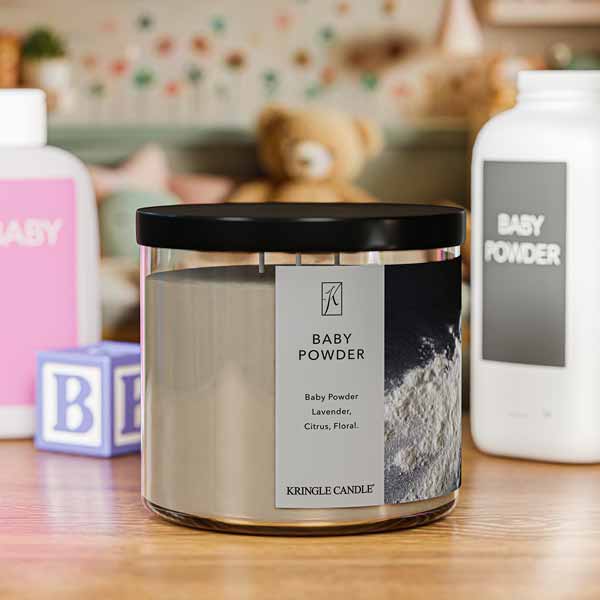 Kringle Candle Baby Powder 3-Wick Candle