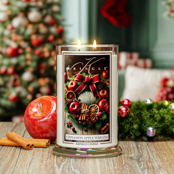 Kringle Candle Cinnamon Apple Wreath Large 2-Wick