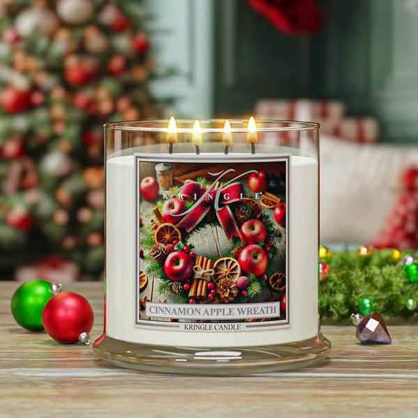 Kringle Candle Cinnamon Apple Wreath XL 4-Wick