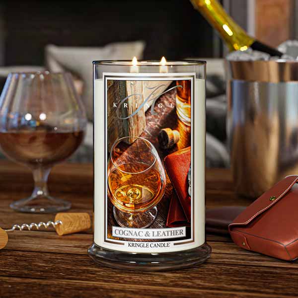 Kringle Candle Cognac & Leather Large 2-wick