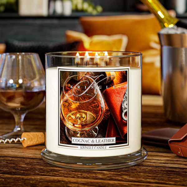 Kringle Candle Cognac & Leather XL 4-wick