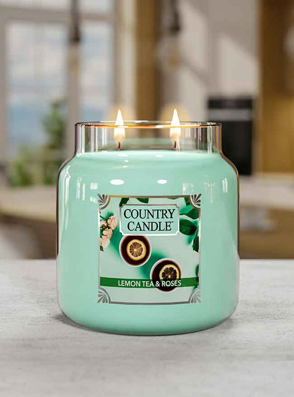 Kringle Candle Lemon Tea & Roses Medium 2-wick
