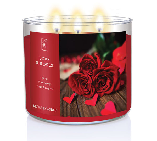 Kringle Candle Love & Roses 3-Wick Candle