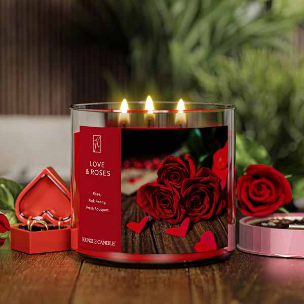 Kringle Candle Love & Roses 3-Wick Candle