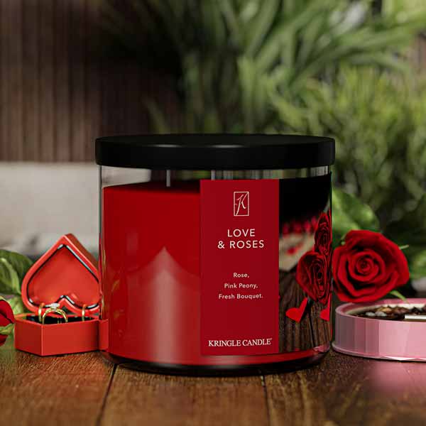 Kringle Candle Love & Roses 3-Wick Candle