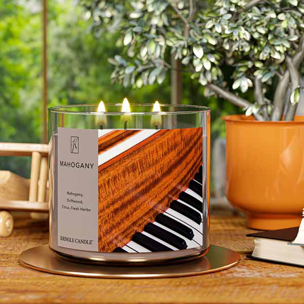 Kringle Candle Mahogany 3-Wick Candle