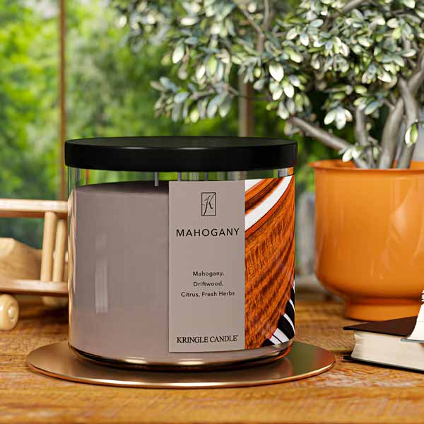 Kringle Candle Mahogany 3-Wick Candle